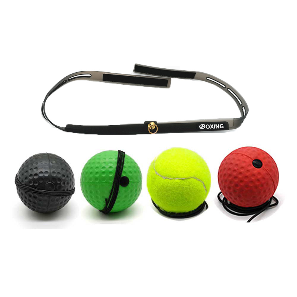 E4 Premium Boxing Speed Punch Reflex Trainer 4 Ball Pack, Sweat Resistant Adjustable Head Mounted Workout Gear