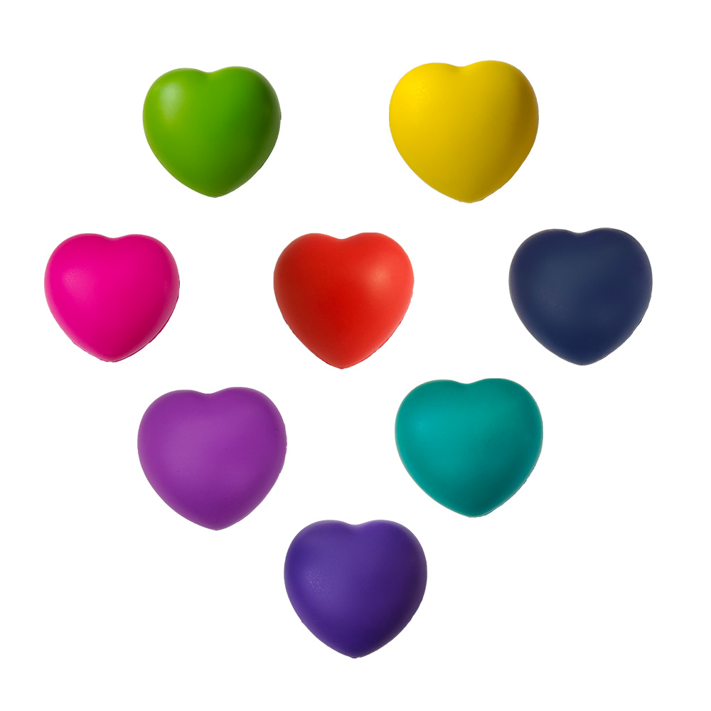 Heart Shaped PU Grip Ball Custom Color Logo Red Yellow Green Stress Squeeze Ball